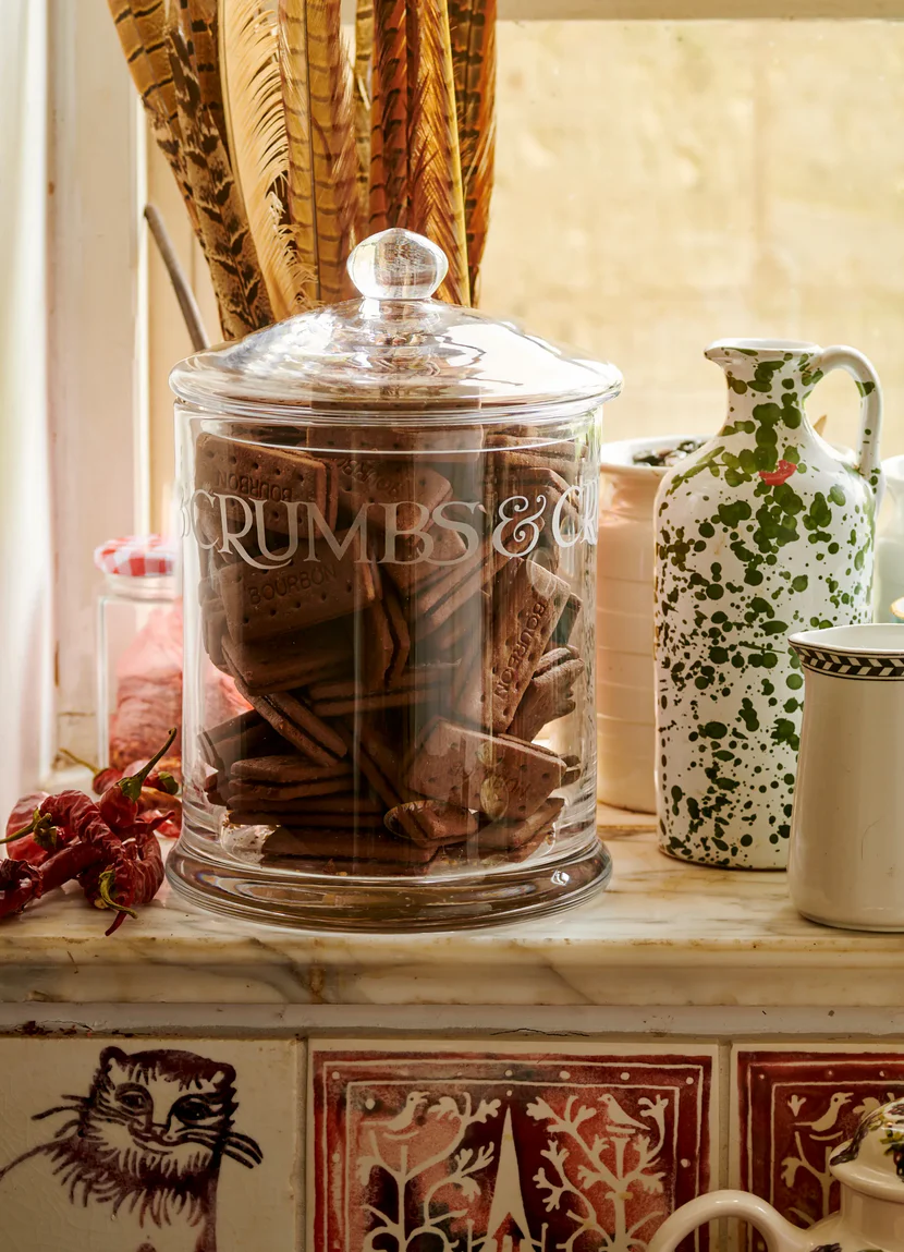 Black Toast Crystal Glass Biscuit Jar