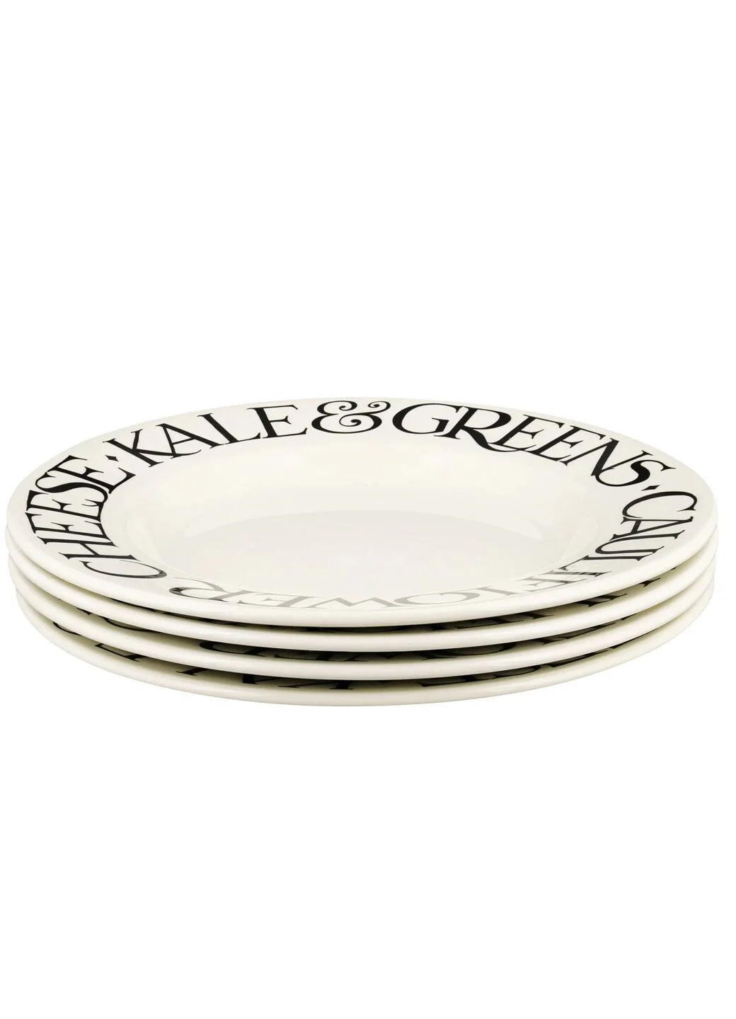 Black Toast Veggies Large Dinner Plate, 10.5 Inch - Set of 4