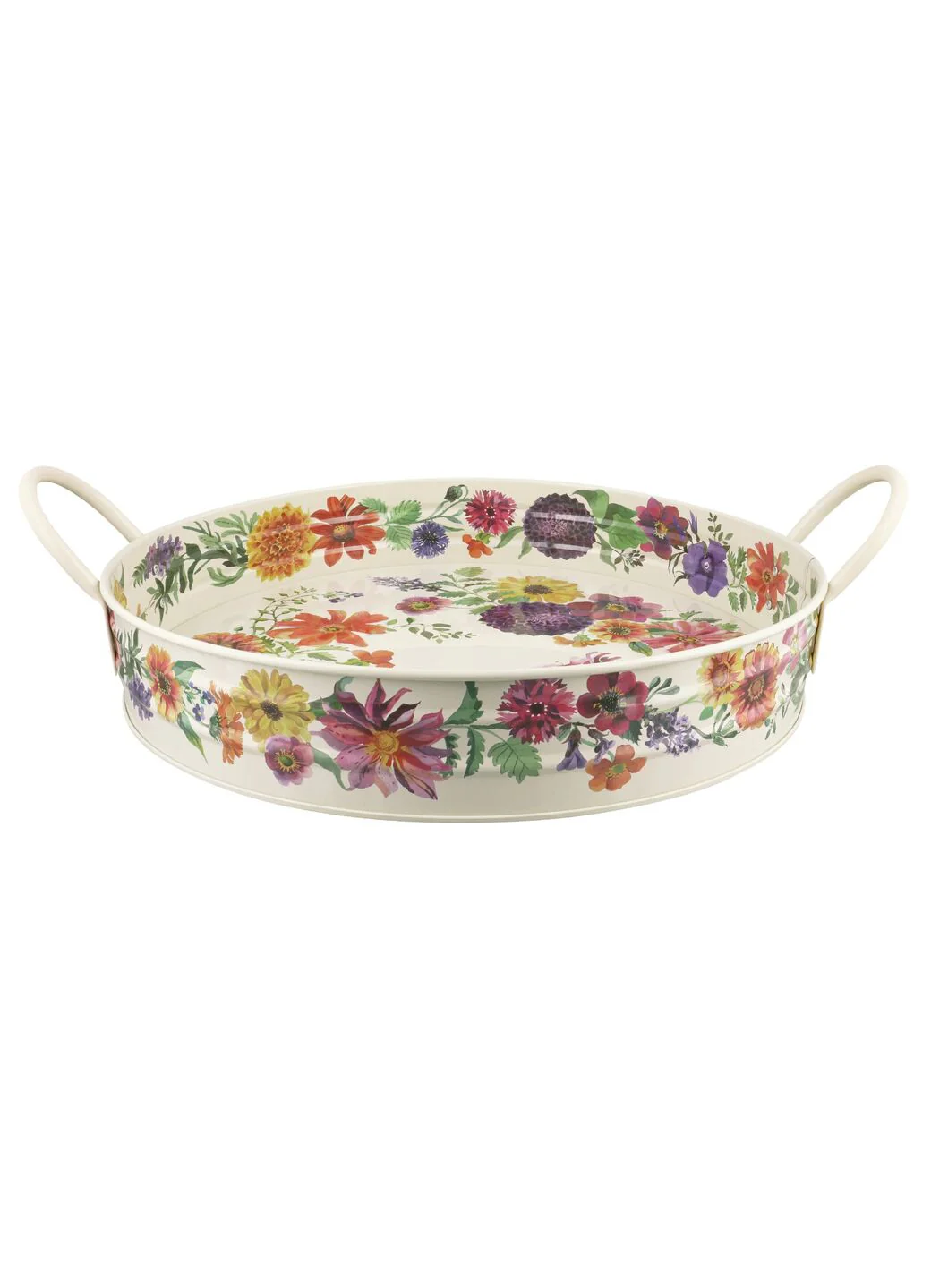 Garden Flowers Large Handled Tin Tray