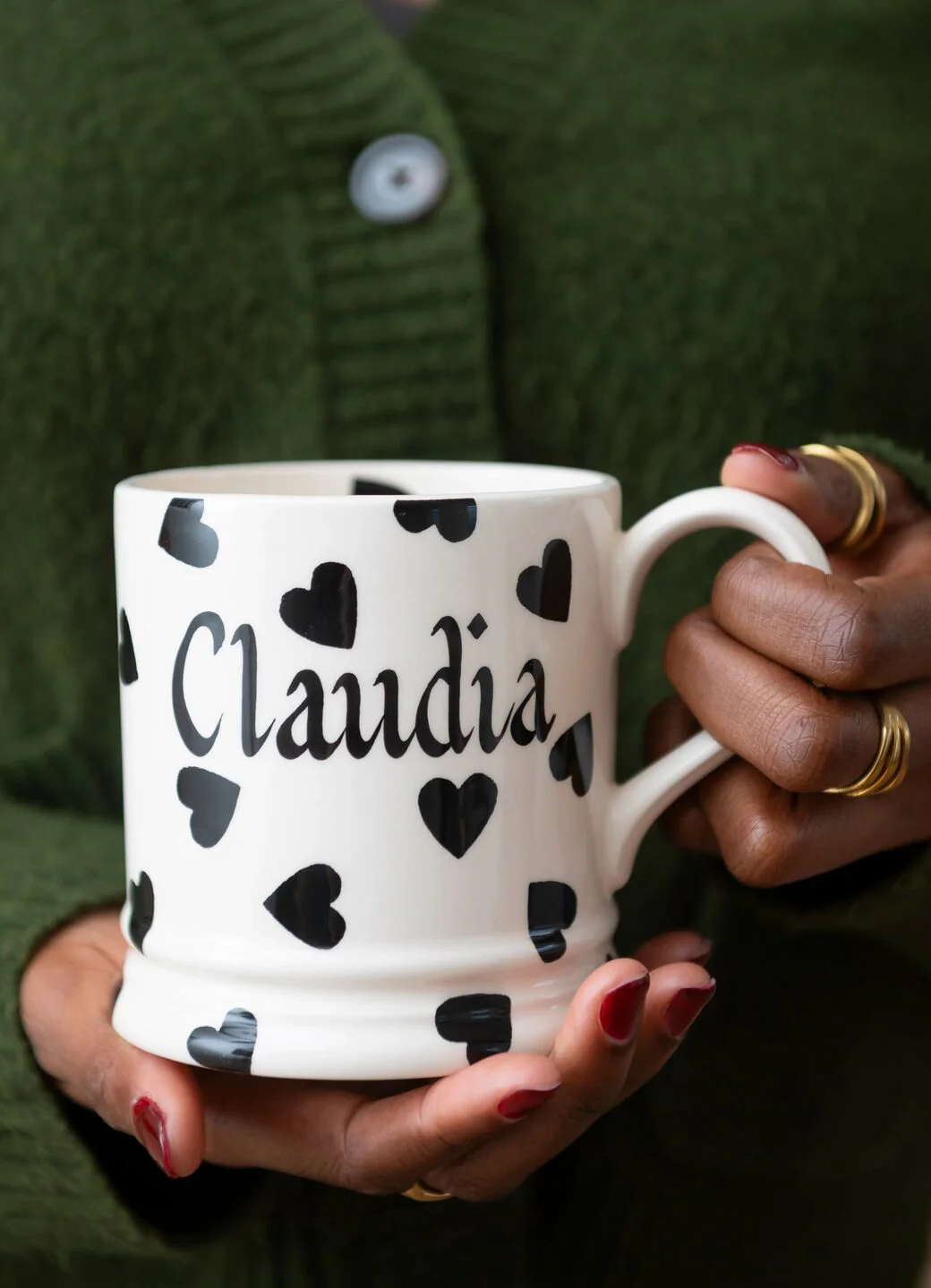 Personalised Black Hearts Large Mug