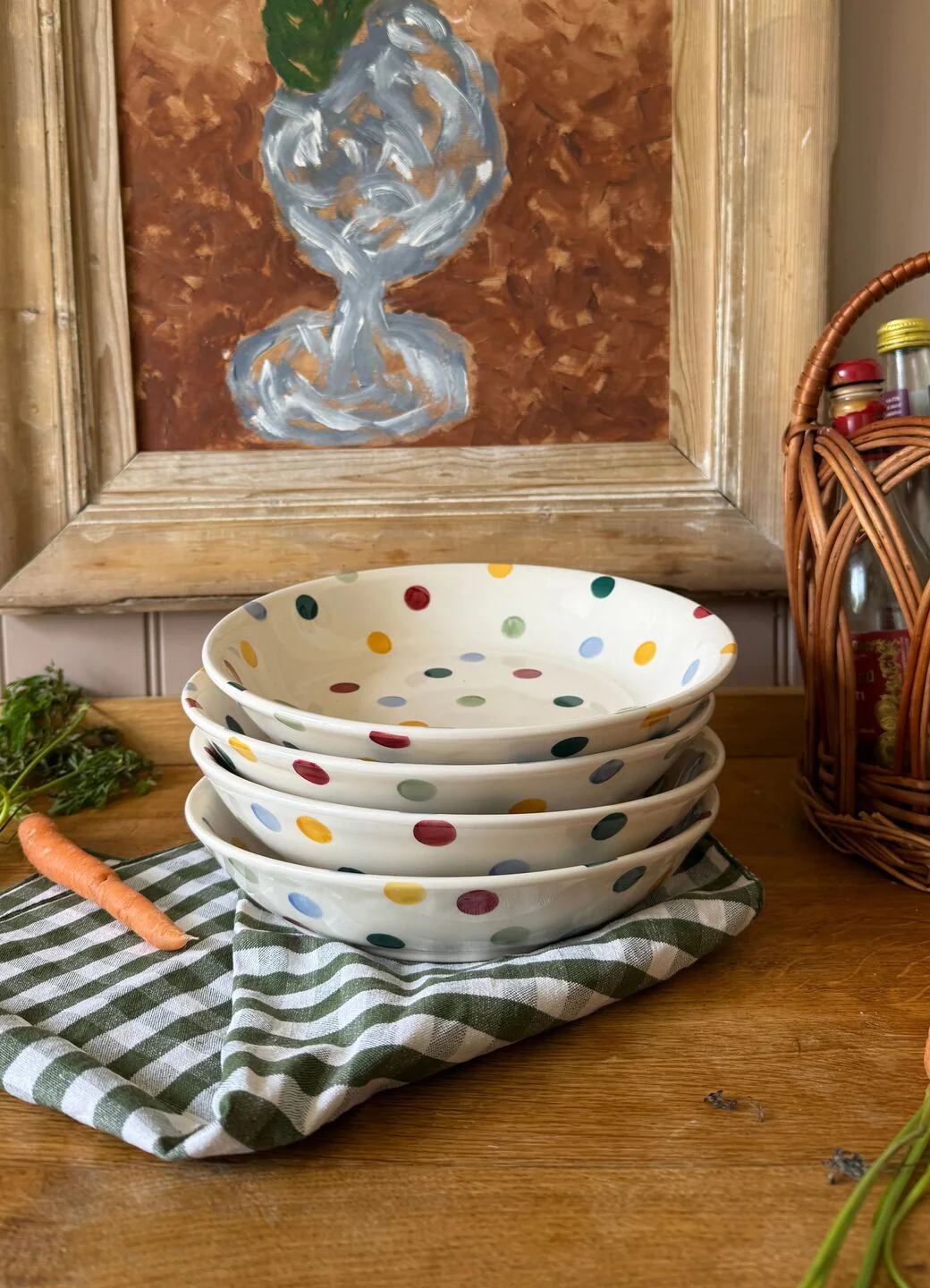 Polka Dot Medium Pasta Bowl  - Set of 4